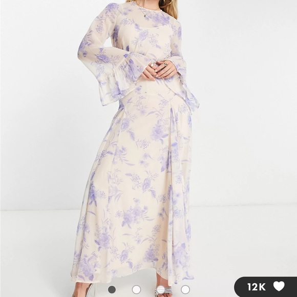 Long sleeve chiffon maxi dress - Picture 4 of 4